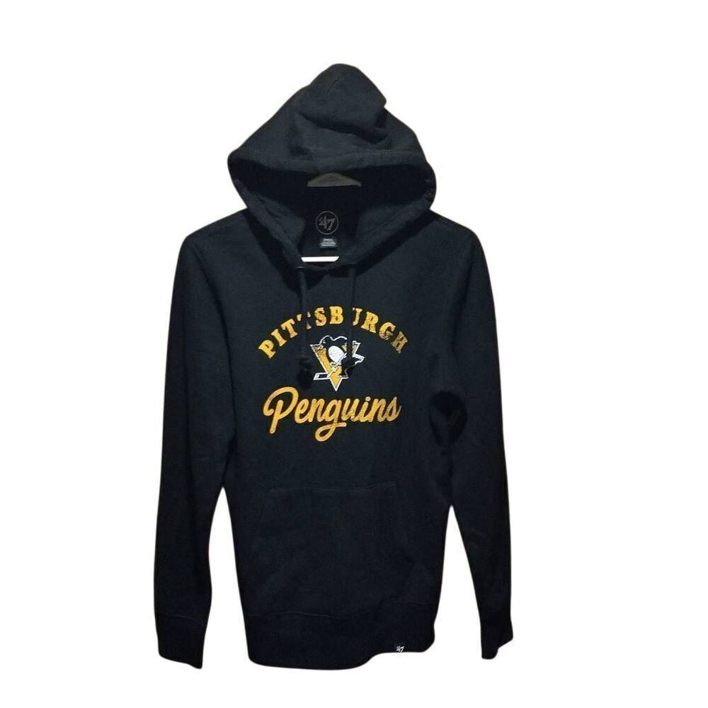 NHL Pittsburgh Penguins Hoodie by '47 Men's Black Kangaroo Pocket - Picture 2 of 10